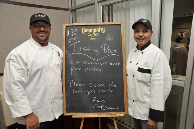 North campus culinary arts employees Sean Perrodin and Donna Jones helped put together the recent male vs. female chef contest.