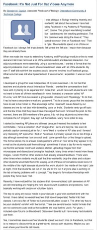 Facebook in the classroom